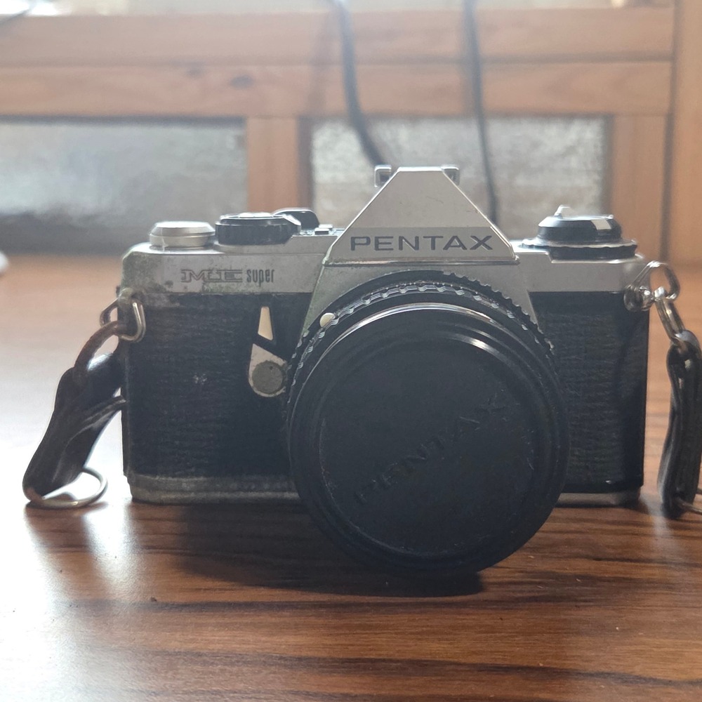 Pentax ME Super 35mm SLR Film Camera with SMC Pentax-M 50mm f/2 Lens Silver